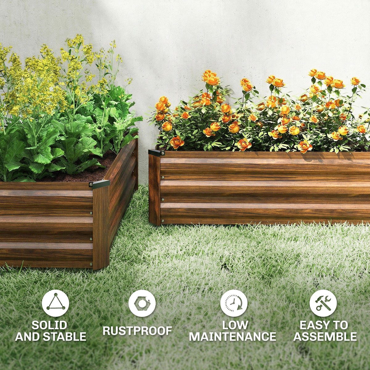Galvanized Raised Garden Beds Set of 2 Outdoor