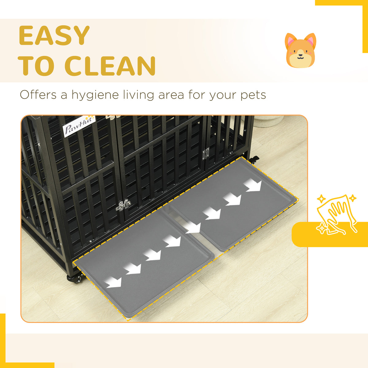 Heavy duty steel dog crate 104 cm with wheels