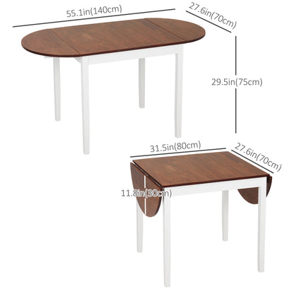 Mesa de comedor abatible de pino macizo para espacios pequeños