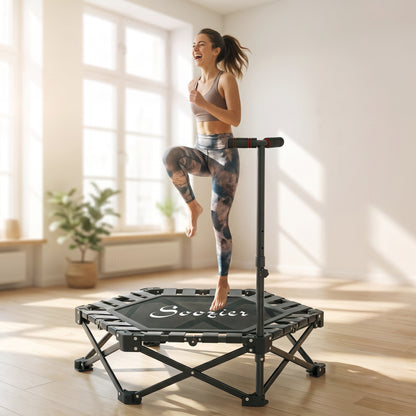 Mini trampolín plegable de entrenamiento con manillar