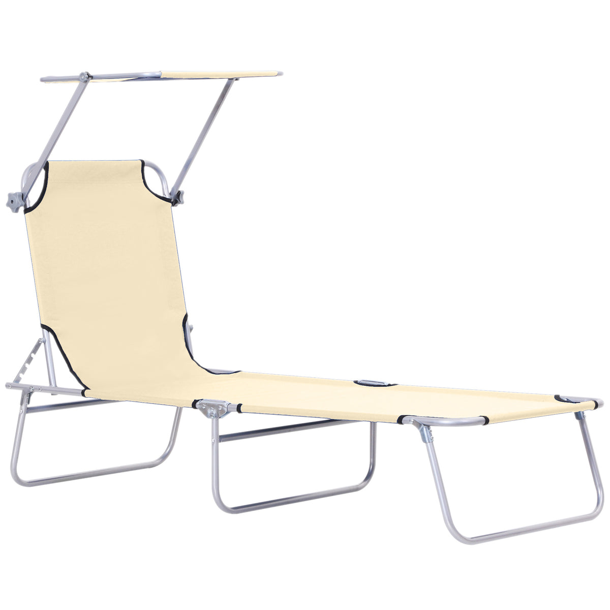 Folding Lounge Chair with Adjustable Sun Shade