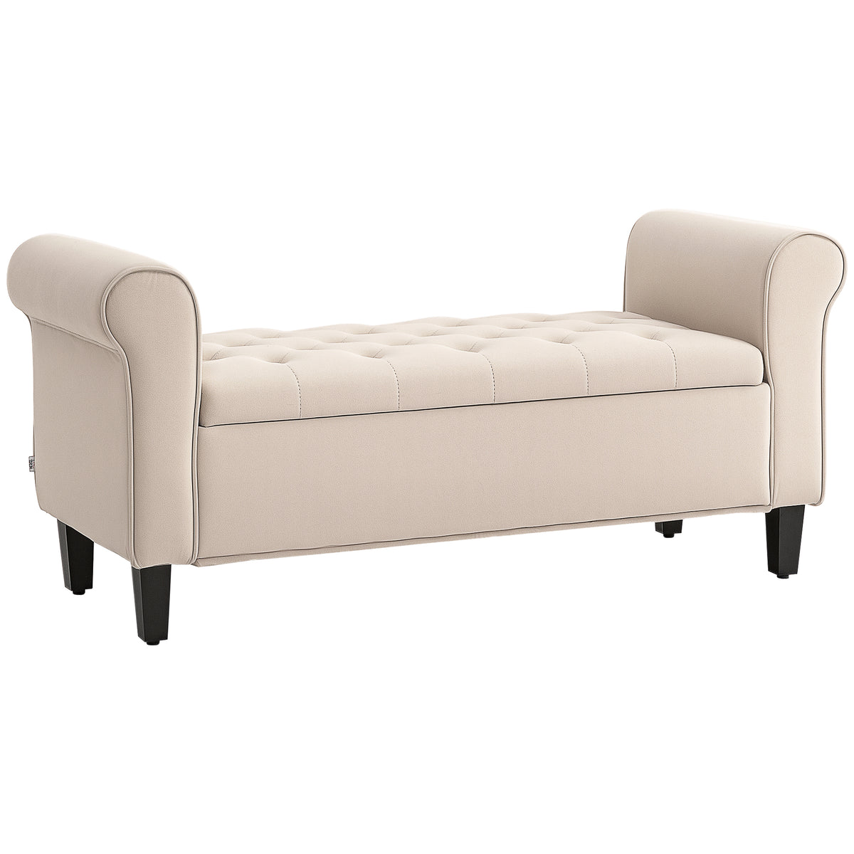 Tufted Storage Bench with Rolled Arms