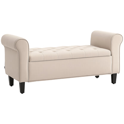 Tufted Storage Bench with Rolled Arms