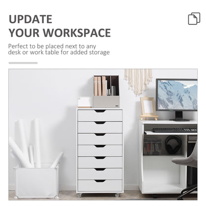 7-Drawer Vertical File Cabinet on Wheels Engineered Wood