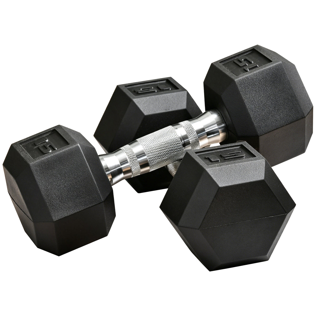 Hex Rubber Dumbbells 15 lb — pair