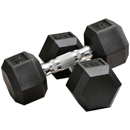Hex Rubber Dumbbells 15 lb — pair