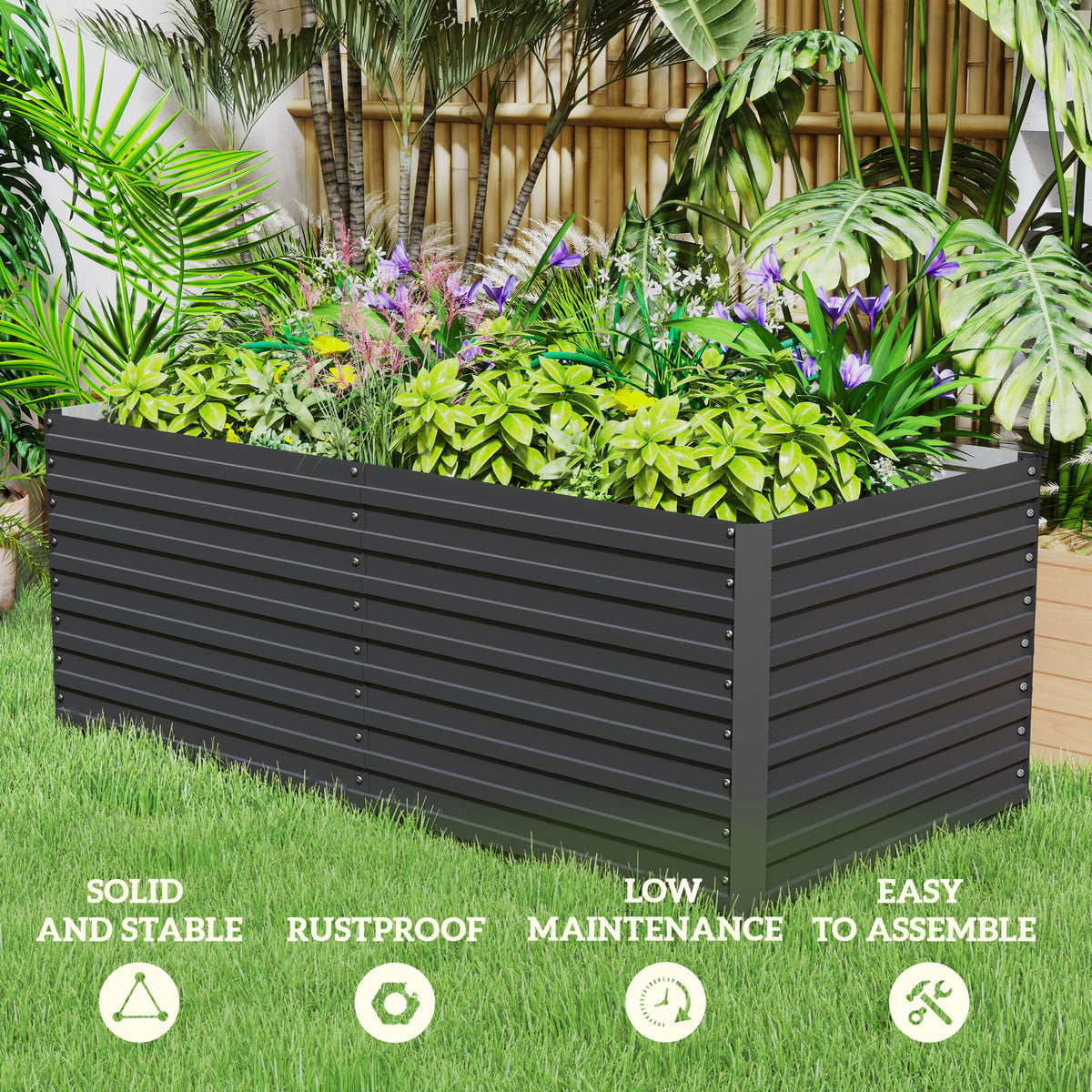 Raised Garden Bed Galvanized 152 x 91 x 61 cm