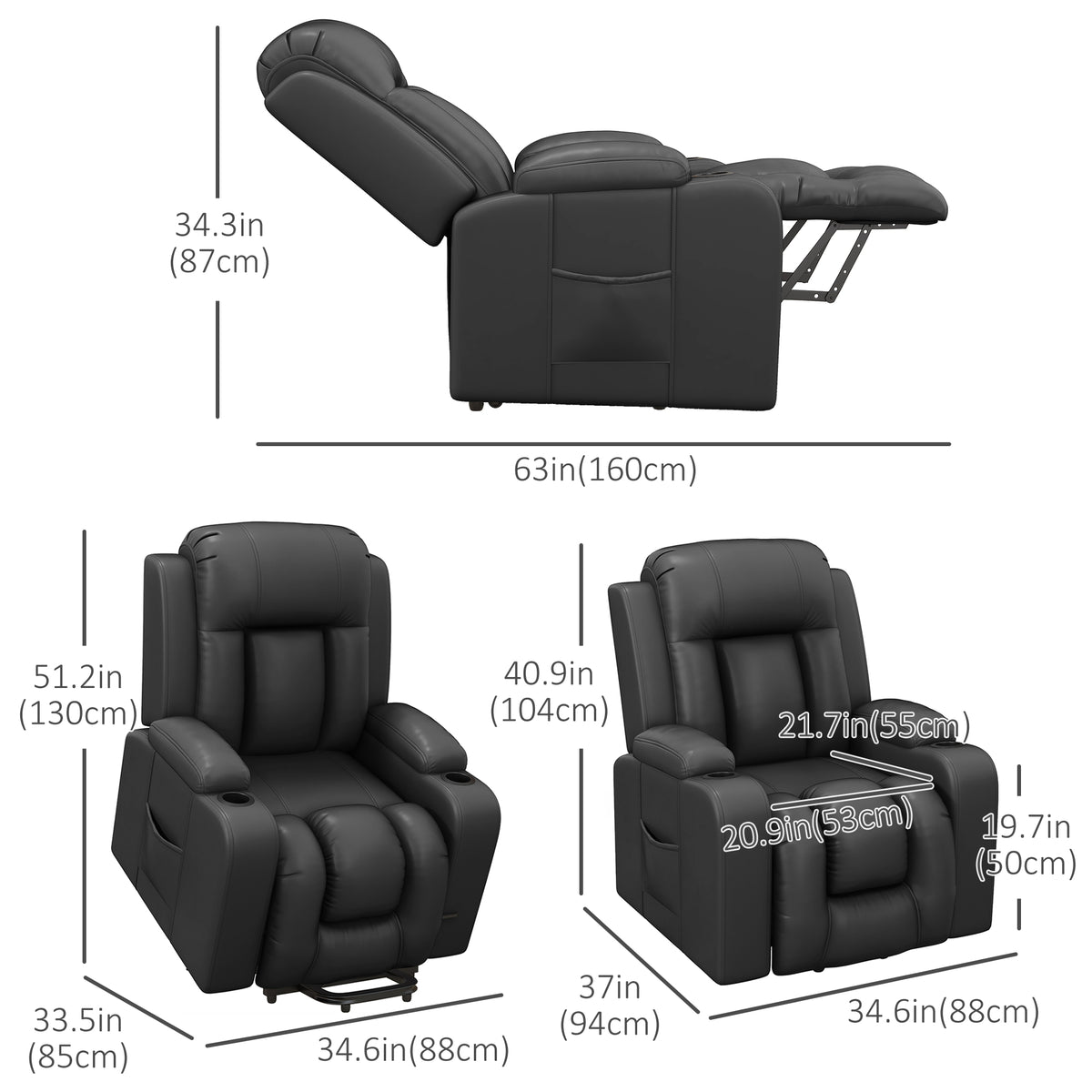 Sillón reclinable y elevador eléctrico de cuero sintético