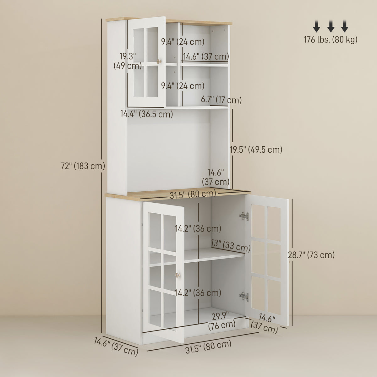 Kitchen Buffet with Hutch and Open Shelves