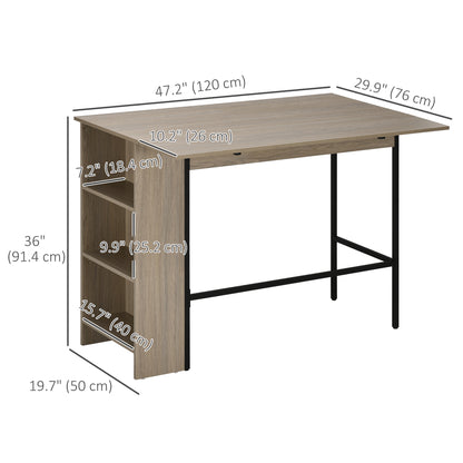 Extendable Bar Table with Adjustable Storage Shelves