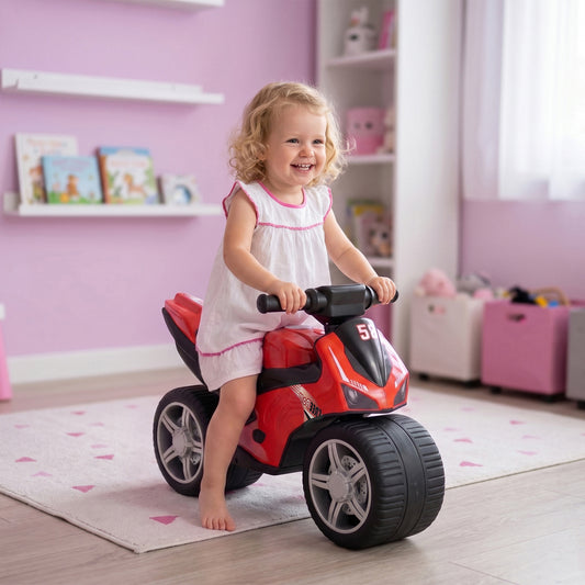 Toddler balance bike motorcycle with music and wide wheels