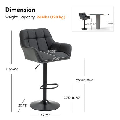 Swivel Bar Stools Adjustable with Armrests and Footrest