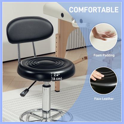 Tabouret à roulettes réglable avec dossier et pivot 360 — photo 3