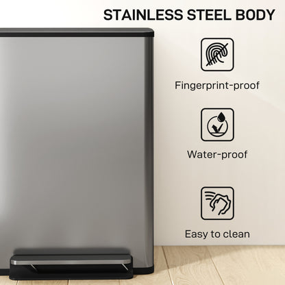 Papelera de cocina de acero inoxidable con cierre suave de 50 L