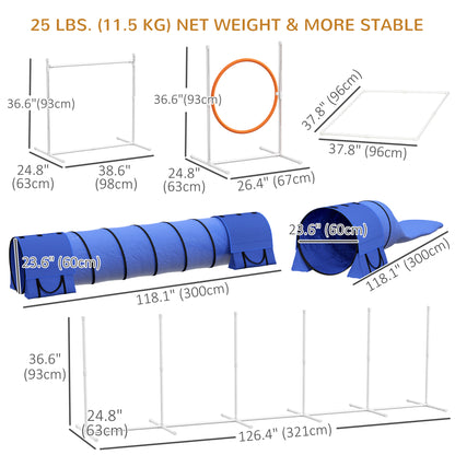 Dog Agility Kit 7 Pieces with Tunnels