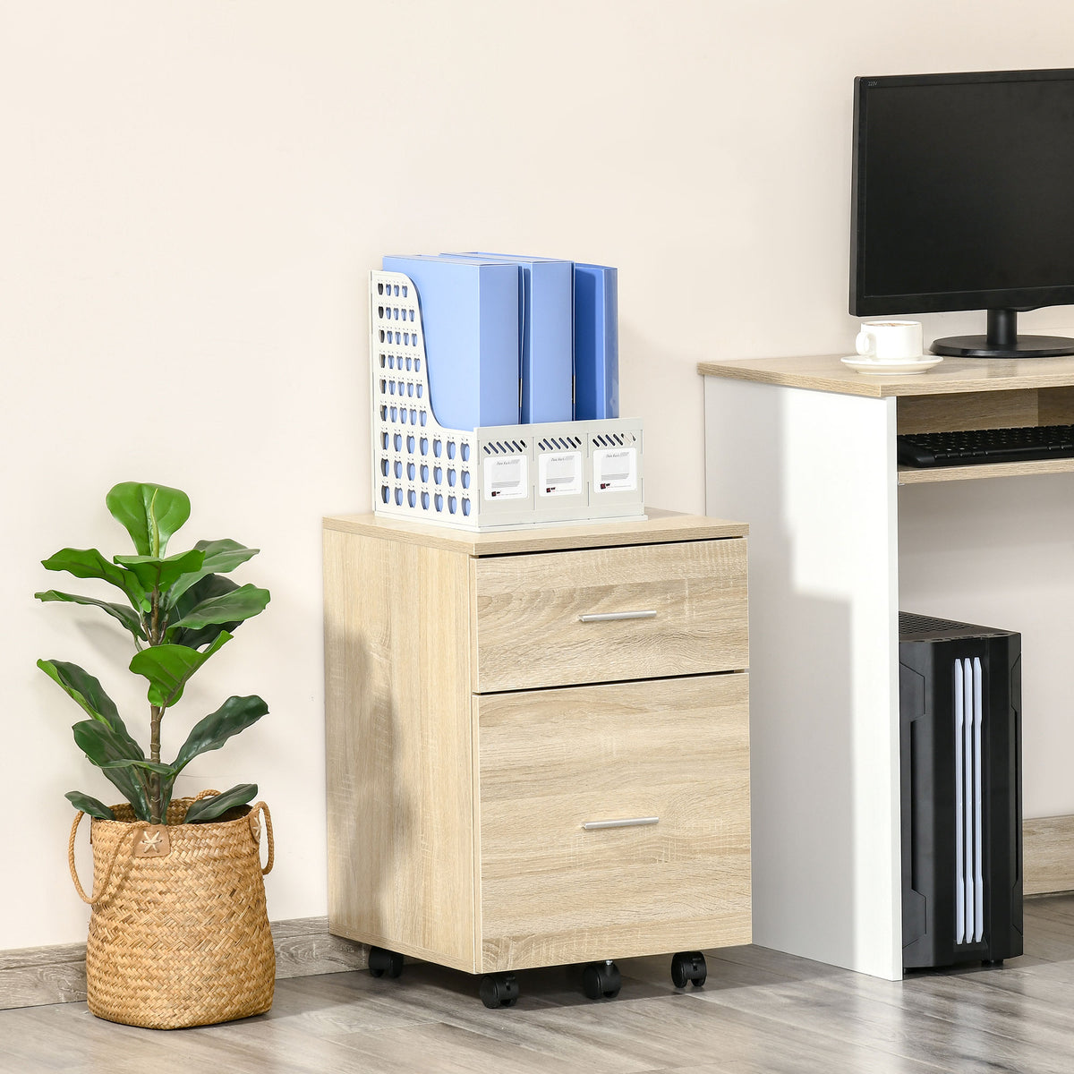 Mobile Filing Cabinet 2 Drawers on Wheels