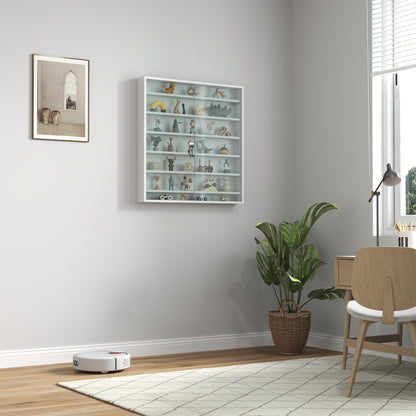 Vitrina expositora de pared de 7 niveles con puertas de vidrio