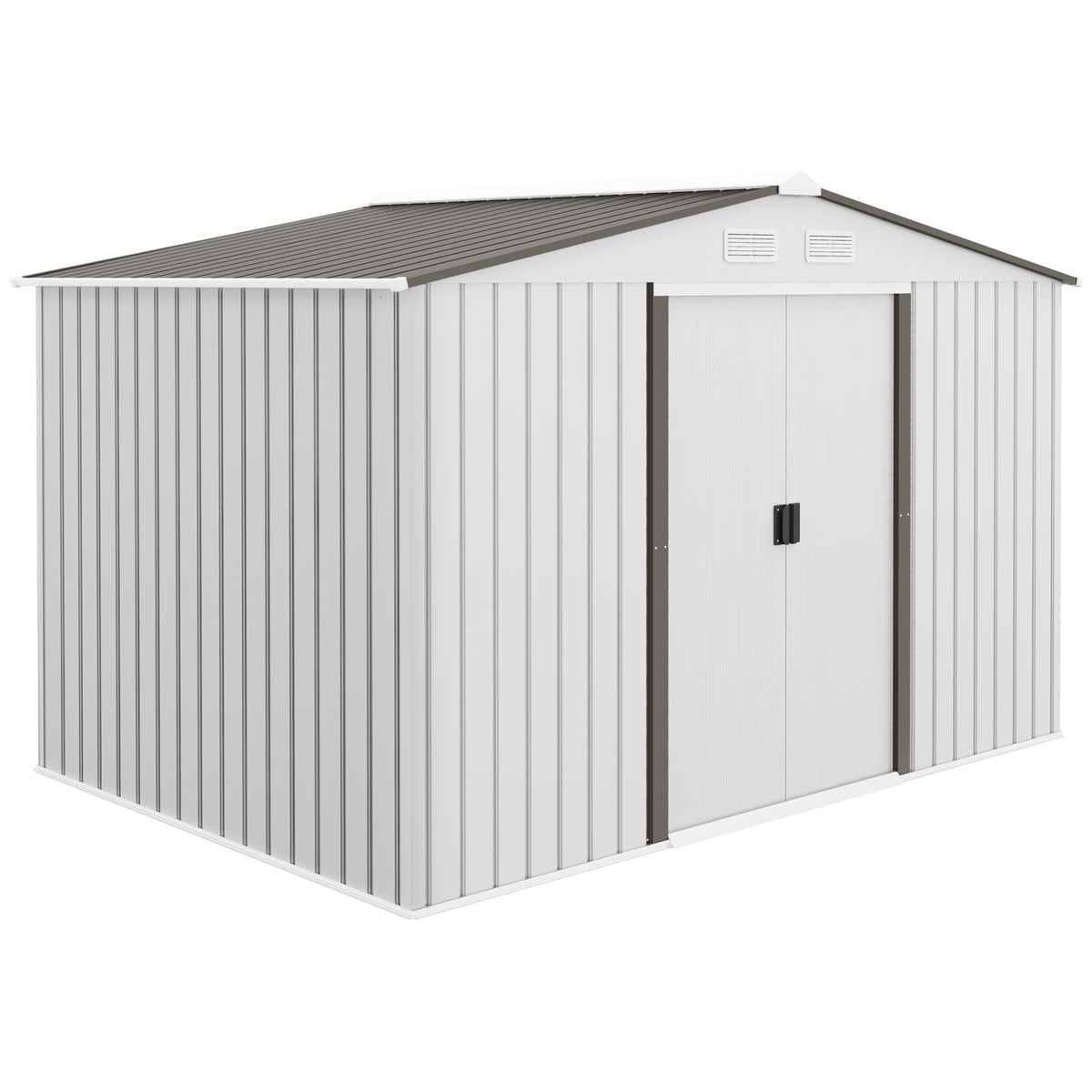 Metal Garden Storage Shed 9.1'x6.4' with Foundation Kit