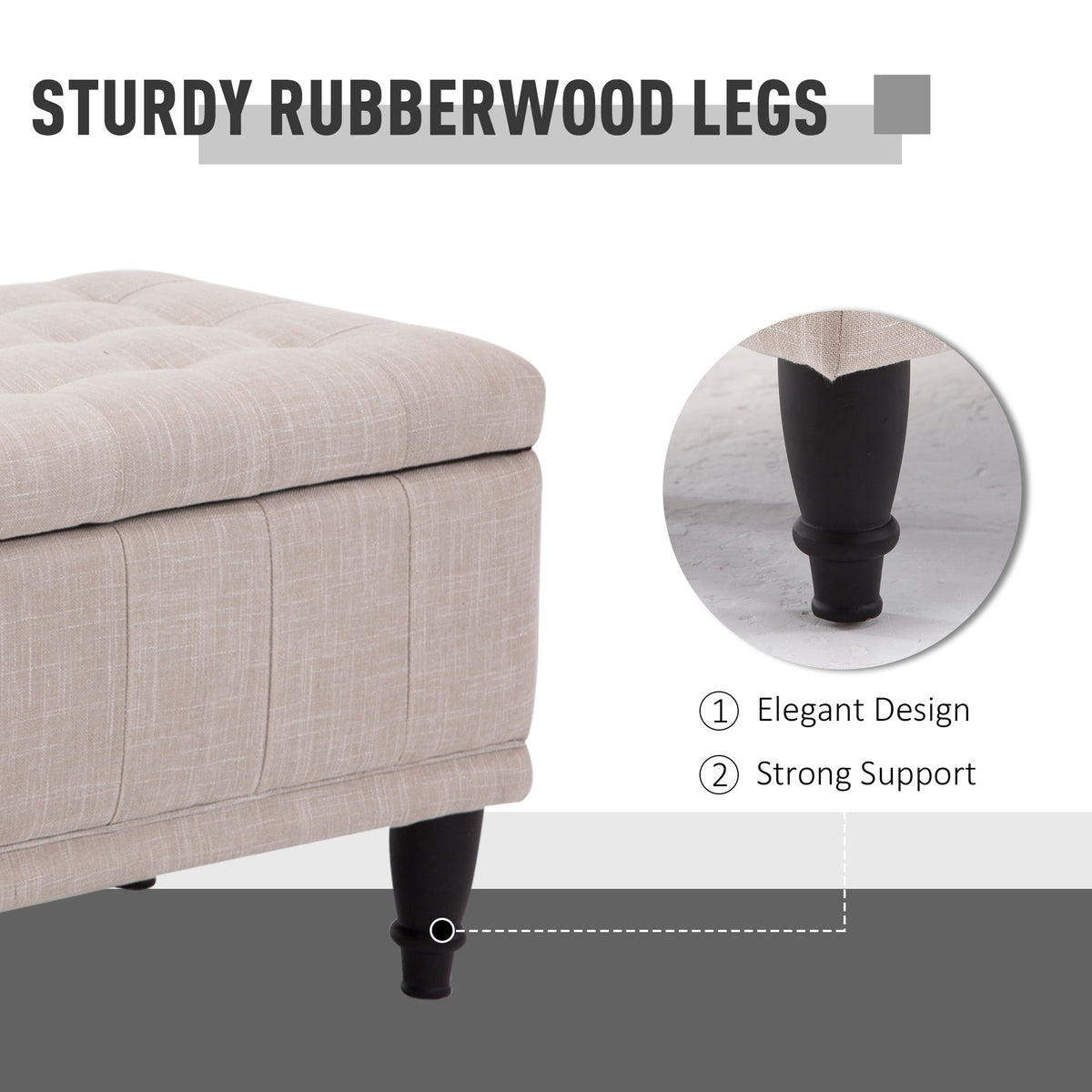 Tufted fabric storage bench
