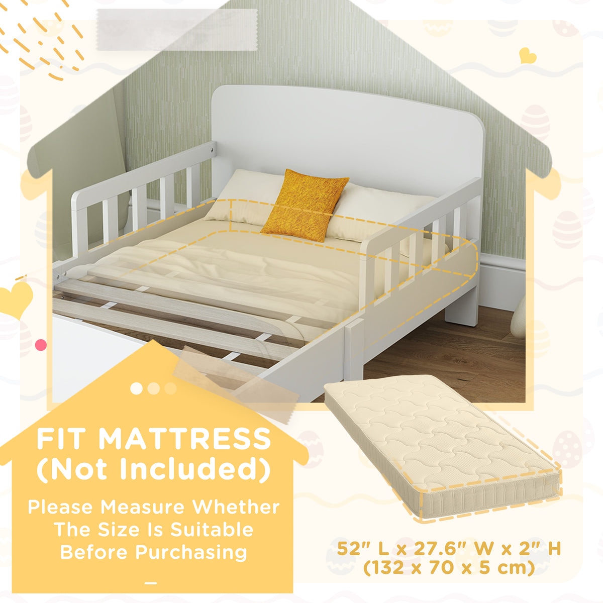 Cama para niños pequeños con barras de seguridad 90×190 cm
