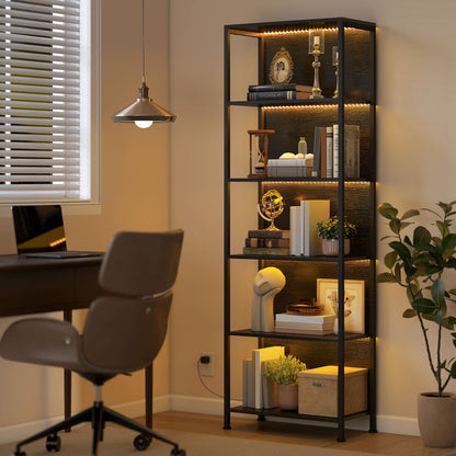 5-Tier Freestanding Bookshelf with LED Lights