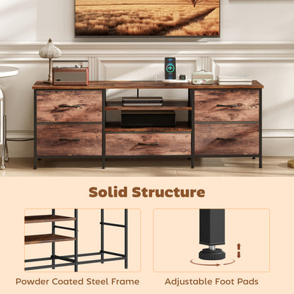 Industrial TV stand with storage and power strip