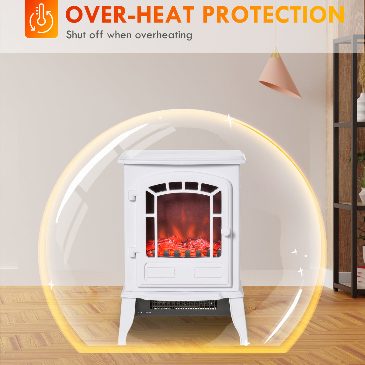 Freestanding Electric Fireplace Stove with Realistic Flame Effect