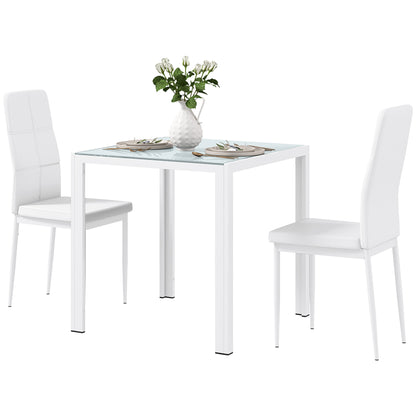 Dining set 3-piece rectangular glass table with chairs
