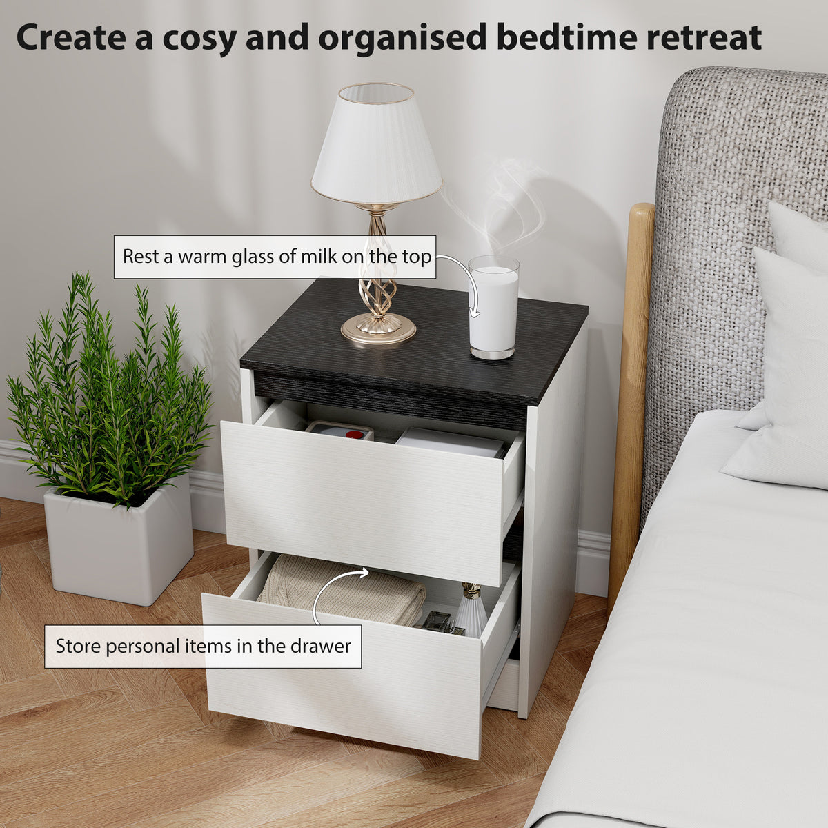 Modern bedside tables with drawers — Set of 2