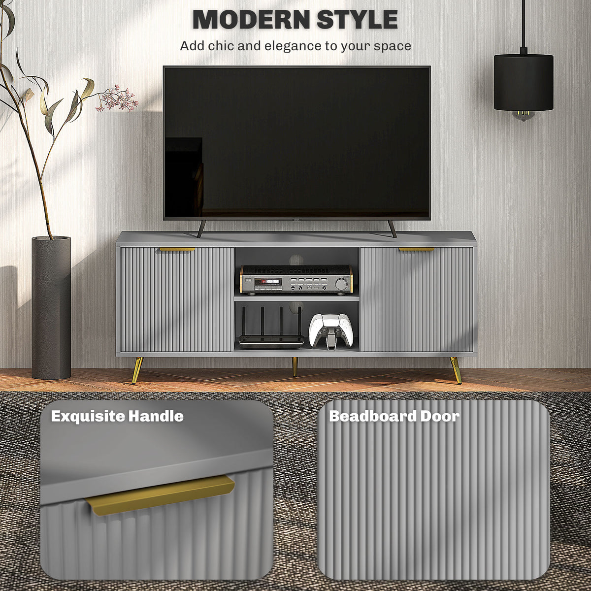 Mueble de TV moderno con almacenamiento para 55 pulgadas
