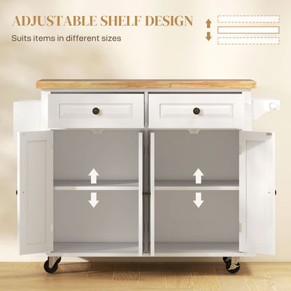 Rolling kitchen island with storage and wood top