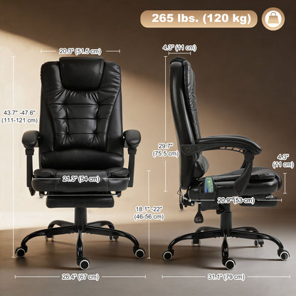 Silla de oficina de masaje reclinable con reposapiés