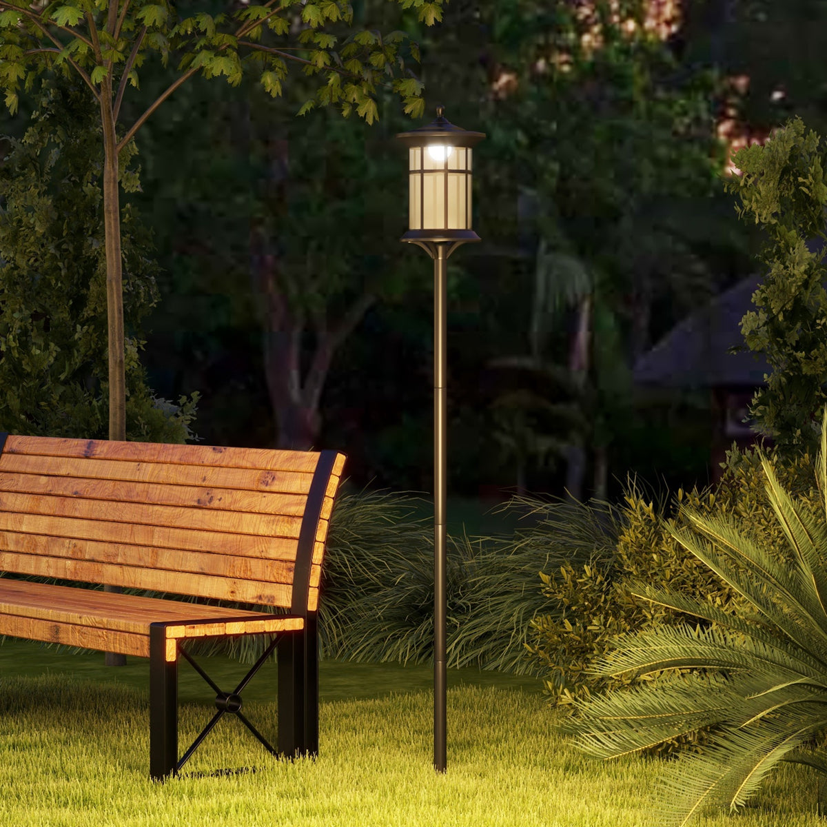 Lámpara de pie solar exterior LED blanco frío 183 cm