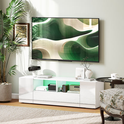 TV Stand with LED Lights and Storage