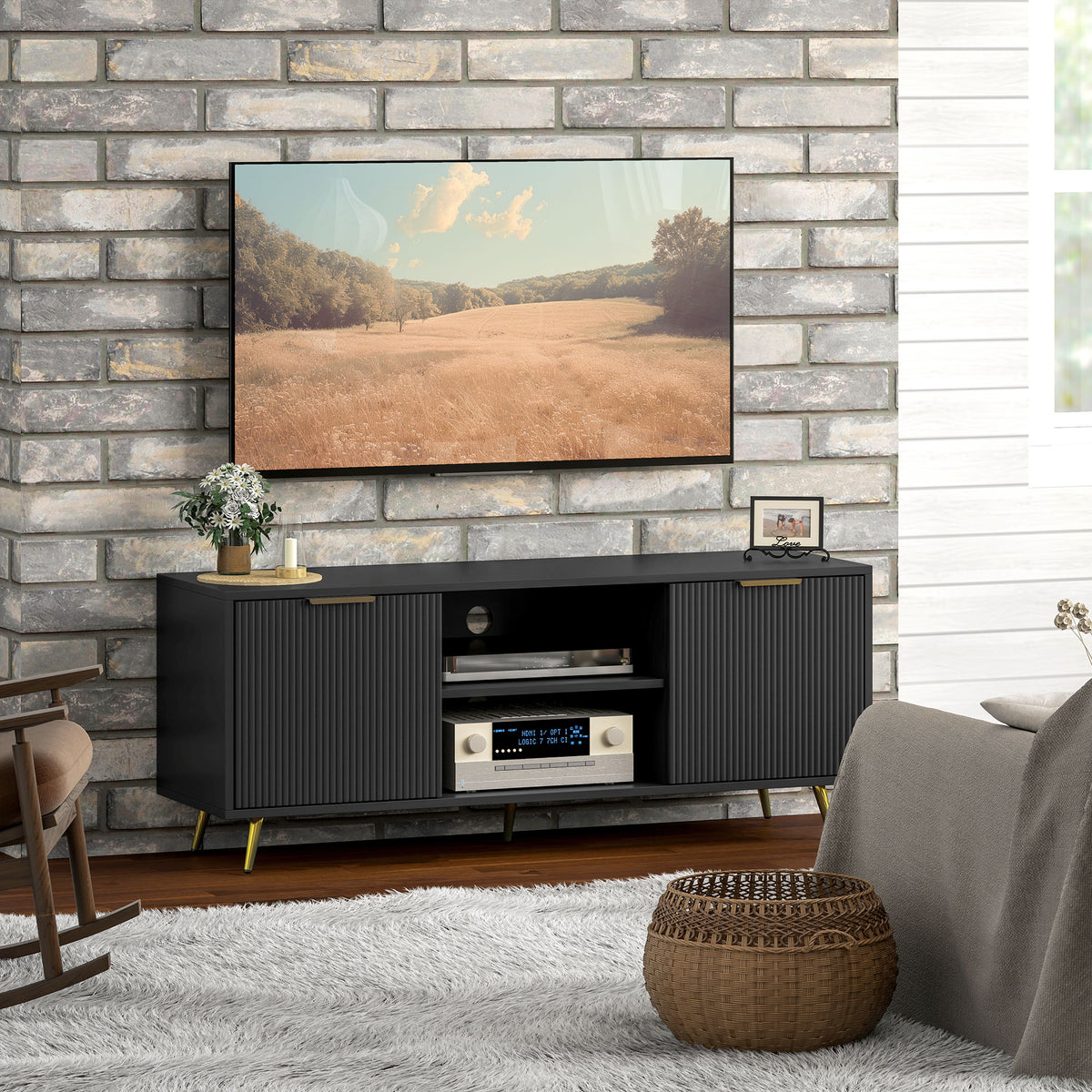 Mueble de TV moderno con almacenamiento para 55 pulgadas