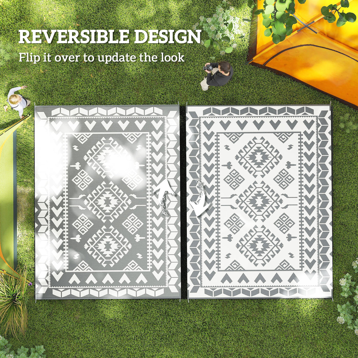 Alfombra de exterior reversible 9' x 12' — gris