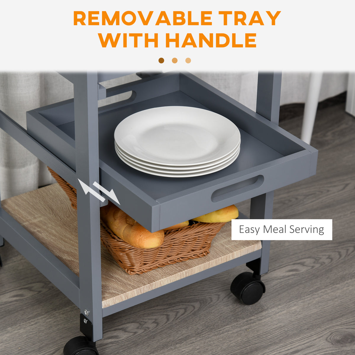 Rolling Kitchen Island Cart with Drawer and Baskets