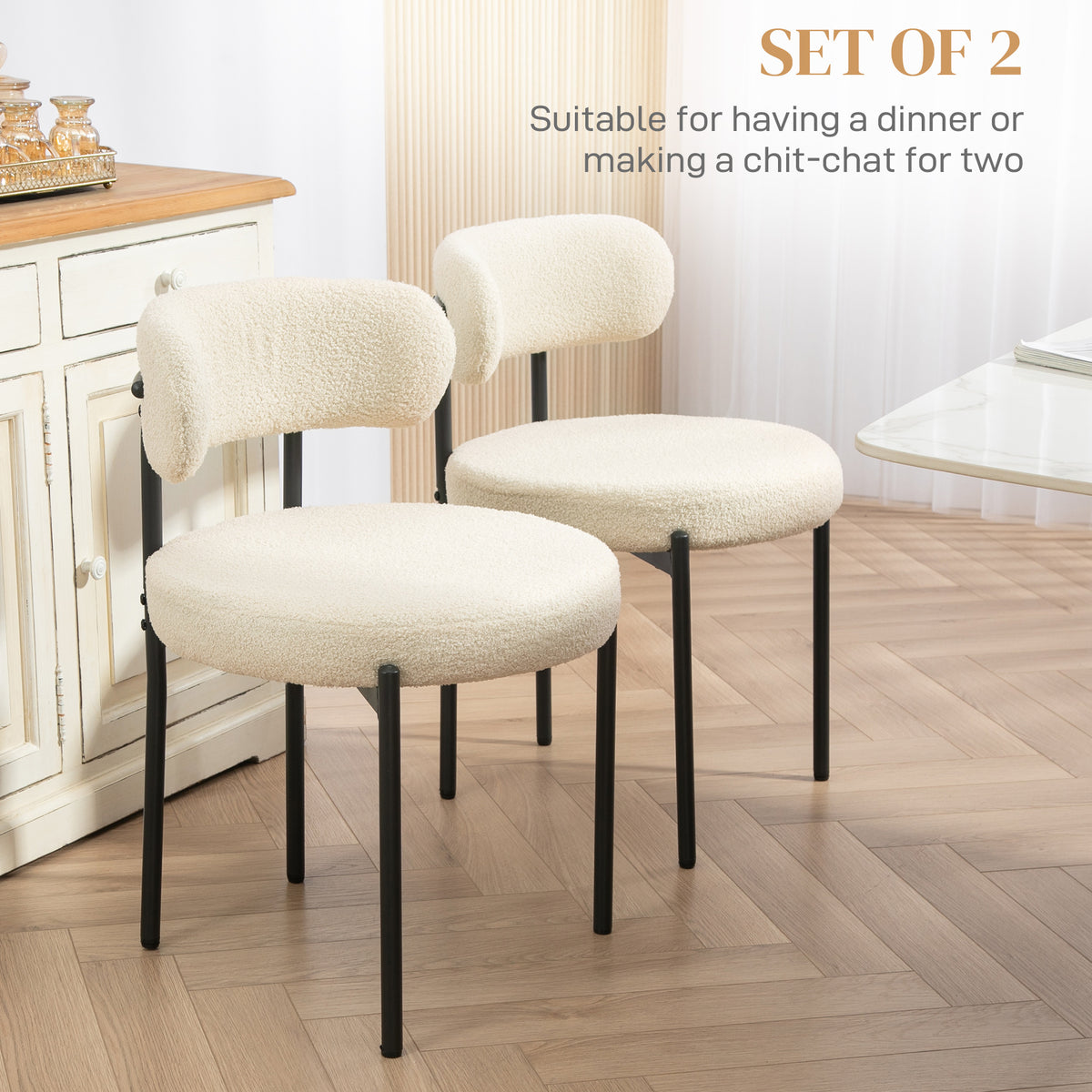 Modern Berber Fleece Dining Chairs — Set of 2