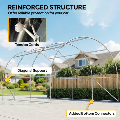 Portable Carport Tent 10 x 16 ft with Zippered Door
