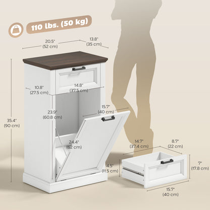 Tilt Out Trash Cabinet 10 Gallon — White