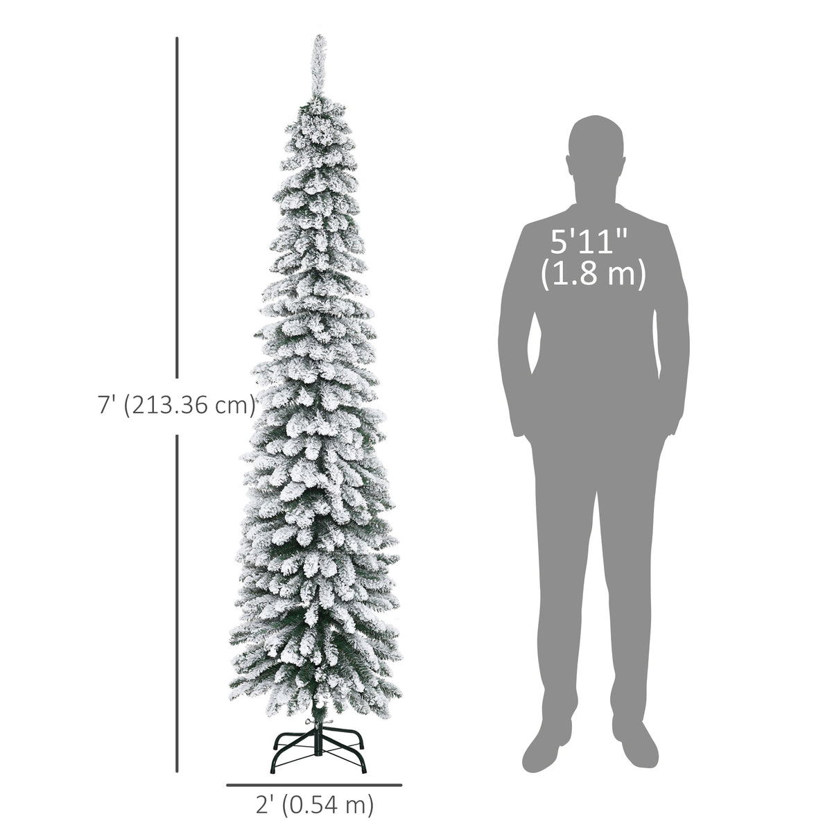 Slim Snow-Flocked Artificial Christmas Tree 7ft