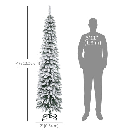 Slim Snow-Flocked Artificial Christmas Tree 7ft