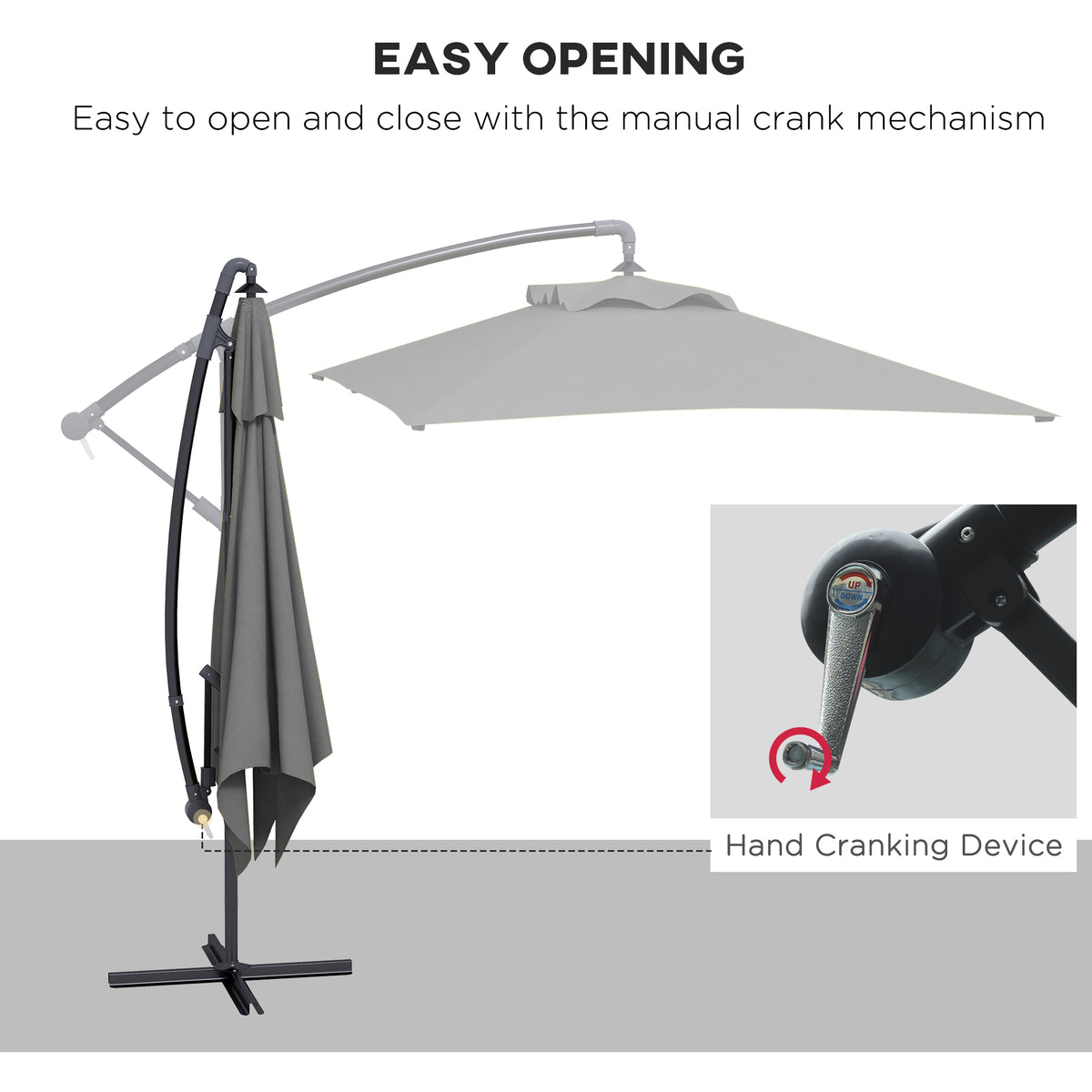 Offset Patio Umbrella 3m with Cross Base
