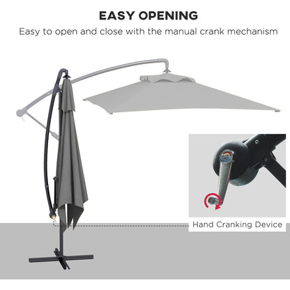 Offset Patio Umbrella 3m with Cross Base