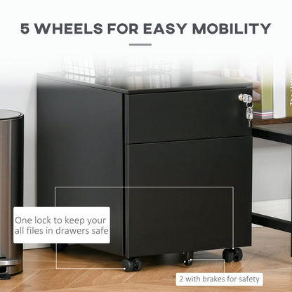 Lockable mobile steel office filing cabinet