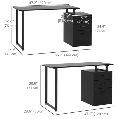 Computer Desk Removable Drawers 47 inches