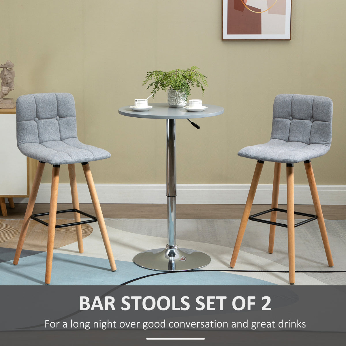 Upholstered Bar Stools Set of 2, 38 Inch