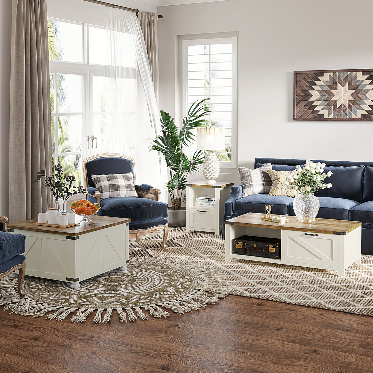 Farmhouse coffee table with hidden storage