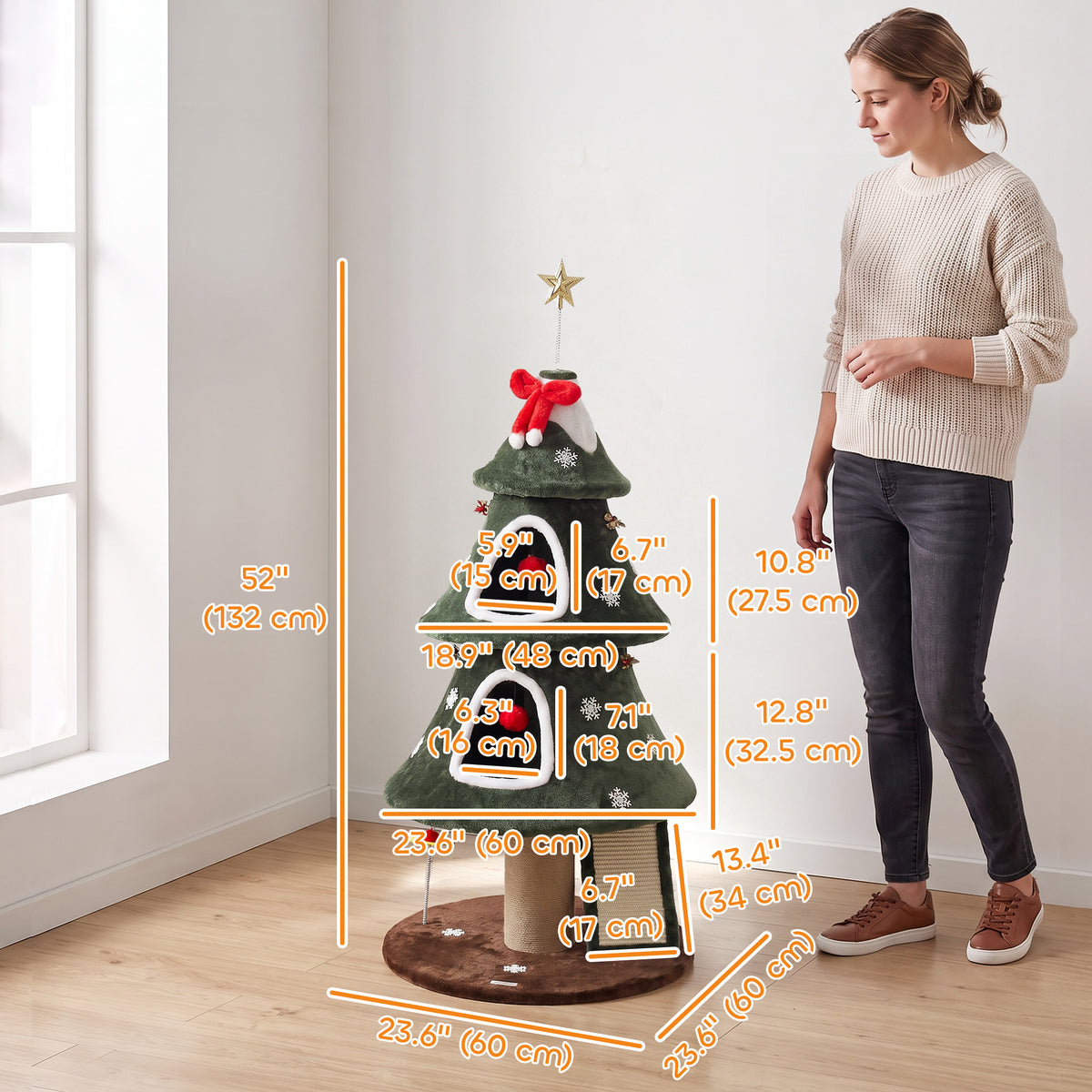 Árbol de Navidad para gatos con múltiples niveles y postes
