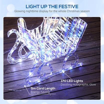 Lighted Christmas Reindeer Decoration with Sleigh